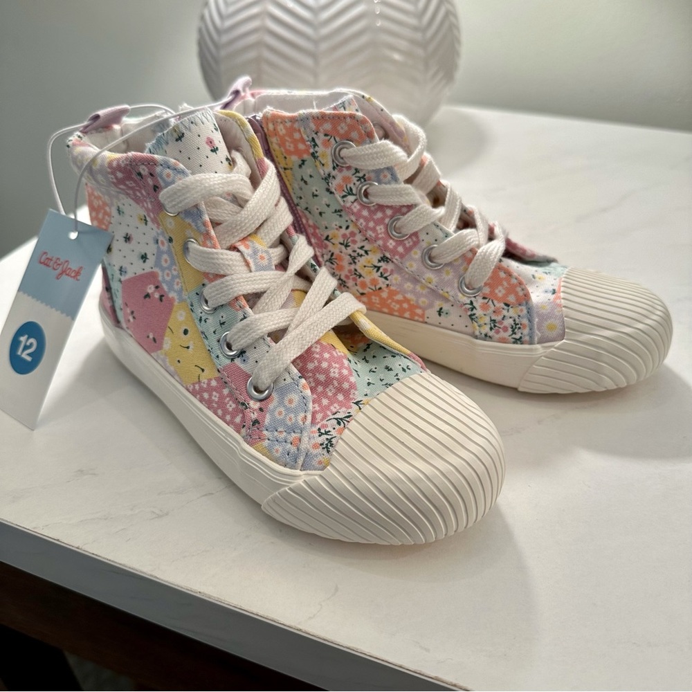 Toddler girls Shane Patchwork lace-up zipper sneakers - Cat & Jack size 12
